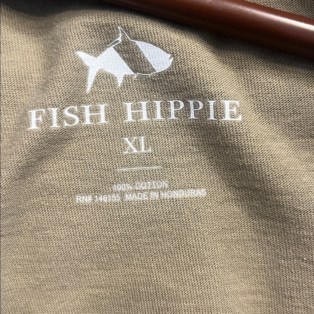 Men's Fish Hippie Olive Green Long Sleeve Shirt XL - Picture 3 of 3